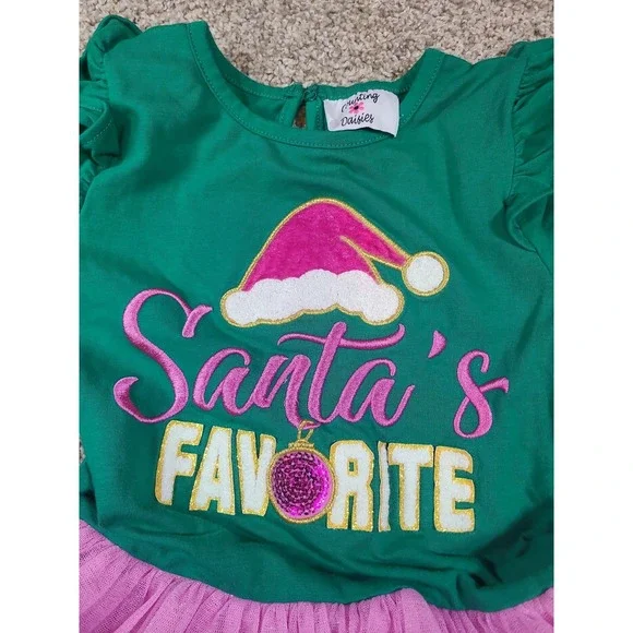 Counting Daisies holiday tutu dress in green and pink size 6 - Picture 5 of 7
